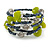Peacock/ Grey Glass Bead Olive Green Glass Nugget Multistrand Coiled Flex Bracelet - Adjustable - view 3