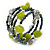 Peacock/ Grey Glass Bead Olive Green Glass Nugget Multistrand Coiled Flex Bracelet - Adjustable - view 4