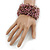 Wide Glass Bead Flex Bracelet (Pink/ Plum) - 18cm L/ Medium - view 2