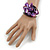 Purple Shell Bead Flower Wired Flex Bracelet - Adjustable - view 2