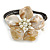 Off White Shell Bead Flower Wired Flex Bracelet - Adjustable