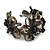 Black Shell Floral Flex Cuff Bracelet - Adjustable