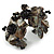 Black Shell Floral Flex Cuff Bracelet - Adjustable - view 4