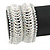 Wide Handmade Transparent/ White Glass Bead Bracelet - 16cm L/ 2cm Ext