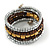 Multistrand Beaded Coiled Flex Bracelet in Silver, Brown, Gold - Adjustable - view 3