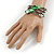 Multstrand Glass, Shell, Acrylic Bead Coiled Flex Bracelet (Green, Hematite, Silver) - Adjustable - view 2