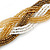 White/ Bronze/ Gold Glass Bead Plaited Bracelet - 19cm L - Large - view 3