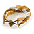 White/ Bronze/ Gold Glass Bead Plaited Bracelet - 19cm L - Large - view 7
