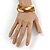 White/ Bronze/ Gold Glass Bead Plaited Bracelet - 19cm L - Large - view 2
