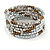 Silver/ Brown Acrylic Bead Multistrand Coiled Flex Bracelet - Adjustable - view 3
