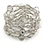 Statement Wide Dim Grey Glass Bead Multistrand Flex Bracelet - 20cm (Adjustable) Large