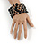 Statement Wide Black Glass Bead Multistrand Flex Bracelet - 20cm (Adjustable) Large - view 2