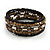 Dark Brown/ Black/ Silver Glass/ Acrylic Bead Multistrand Coiled Flex Bracelet - Adjustable - view 3
