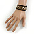 Dark Brown/ Black/ Silver Glass/ Acrylic Bead Multistrand Coiled Flex Bracelet - Adjustable - view 2