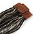 Black/ Grey Glass Bead Multistrand Flex Bracelet With Wooden Closure - 19cm L - view 4
