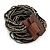Black/ Grey Glass Bead Multistrand Flex Bracelet With Wooden Closure - 19cm L - view 2