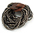 Black/ Grey Glass Bead Multistrand Flex Bracelet With Wooden Closure - 19cm L - view 6