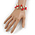 Red/ Natural Shell Nugget Multistrand Coiled Flex Bracelet in Silver Tone - Adjustable - view 2