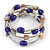 Purple Ceramic Bead with Natural Sea Shell Coiled Flex Bracelet In Silver Tone - Adjustable - view 3