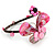Pink Sea Shell Bead Butterfly Silver Wire Flex Cuff Bracelet - Adjustable - view 4