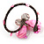 Pink Sea Shell Bead Butterfly Silver Wire Flex Cuff Bracelet - Adjustable - view 5