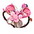 Pink Sea Shell Bead Butterfly Silver Wire Flex Cuff Bracelet - Adjustable - view 6