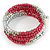 Сrimson Glass and Silver Acrylic Bead Multistrand Coiled Flex Bracelet - Adjustable - view 3