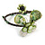 Green Sea Shell Bead Butterfly Silver Wire Flex Cuff Bracelet - Adjustable - view 3