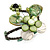 Green Sea Shell Bead Butterfly Silver Wire Flex Cuff Bracelet - Adjustable - view 5