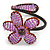 Pink Lilac Glass Bead Flower Copper Wire Flex Cuff Bracelet - Adjustable - view 4