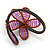 Pink Lilac Glass Bead Flower Copper Wire Flex Cuff Bracelet - Adjustable - view 6