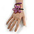 Pink Lilac Glass Bead Flower Copper Wire Flex Cuff Bracelet - Adjustable - view 2