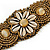 Handmade Boho Style Beaded, Shell Wristband Bracelet (Bronze, Cream) - 15cm L/ 2cm Ext - Small - view 4