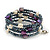 Multistrand Glass, Shell, Faux Pearl Bead Flex Bracelet (Hematite, Purple, Off White) - 17cm L - view 3