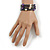 Multistrand Glass, Shell, Faux Pearl Bead Flex Bracelet (Hematite, Purple, Off White) - 17cm L - view 2