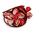 Red Shell Bead Flower Wired Flex Bracelet - Adjustable - view 4