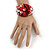 Red Shell Bead Flower Wired Flex Bracelet - Adjustable - view 2