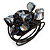 Black Shell Bead Flower Wired Flex Bracelet - Adjustable