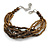 Bronze/ Brown Glass Bead Multistrand Bracelet - 18cm L/ 4cm Ext - view 5