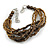 Bronze/ Brown Glass Bead Multistrand Bracelet - 18cm L/ 4cm Ext