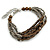 Grey/ Brown Glass Bead Multistrand Bracelet - 18cm L/ 4cm Ext