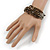 Grey/ Brown Glass Bead Multistrand Bracelet - 18cm L/ 4cm Ext - view 2