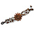 Handmade Leather Flower Semiprecious Bead Cotton Cord Bracelet (Brown/ Transparent) - 15cm L - for smaller wrists - view 4