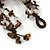 Handmade Leather Flower Semiprecious Bead Cotton Cord Bracelet (Brown/ Transparent) - 15cm L - for smaller wrists - view 6