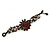 Handmade Leather Flower Semiprecious Bead Cotton Cord Bracelet (Brown) - 15cm L - for smaller wrists - view 4