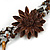 Handmade Leather Flower Semiprecious Bead Cotton Cord Bracelet (Brown) - 15cm L - for smaller wrists - view 3