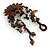 Handmade Leather Flower Semiprecious Bead Cotton Cord Bracelet (Brown) - 15cm L - for smaller wrists - view 6