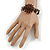 Handmade Leather Flower Semiprecious Bead Cotton Cord Bracelet (Brown) - 15cm L - for smaller wrists - view 2