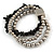 Multistrand Silver Metal Bead, Black Semiprecious Nugget Flex Bracelet - 18cm L - view 4