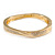 Gold Plated Clear Crystal 'Twist' Hinged Bangle Bracelet - 19cm L